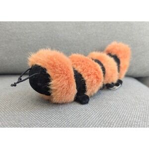 Vintage 1997 Manhattan Toy Company Fuzzywumper Orange Caterpillar Plush Toy 7''